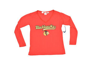 NEW Chicago Blackhawks Marathon Ladies Knit Top Red Casual Long Sleeve Size L